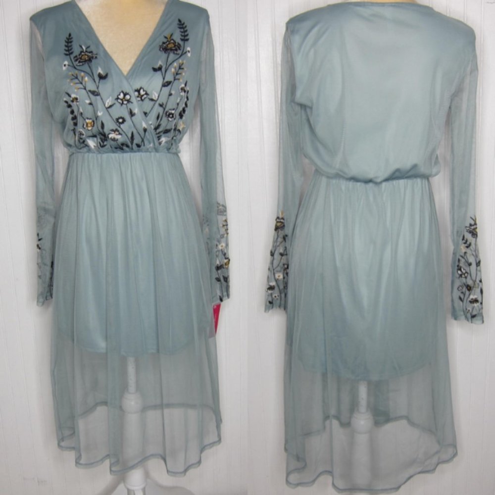 Xhilaration Misty Sage Sheer Dress Size S